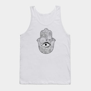 Hamsa Hand Third Eye Pyramid Spirituality, Mandala Hamsa Hand Tank Top